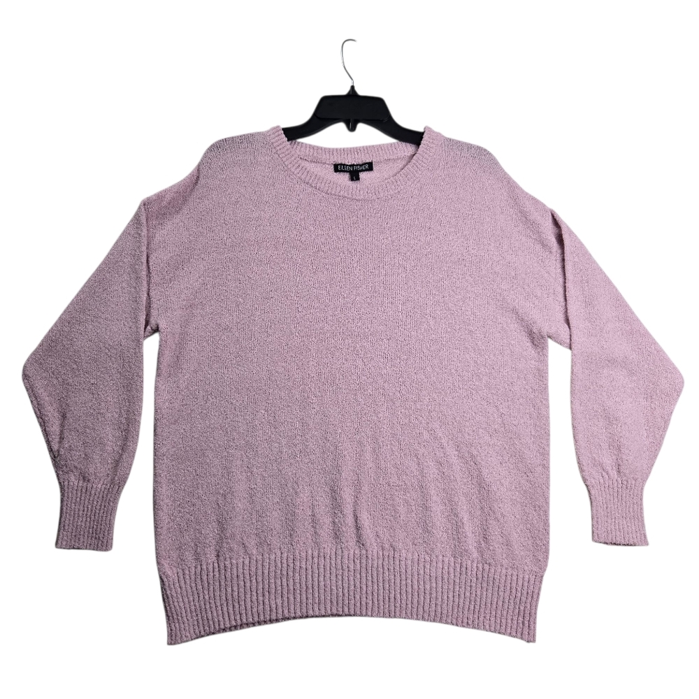 Eileen Fisher Large Pink Long Sleeve‎ Pullover Lightweight Crew Sweater - Picture 3 of 12